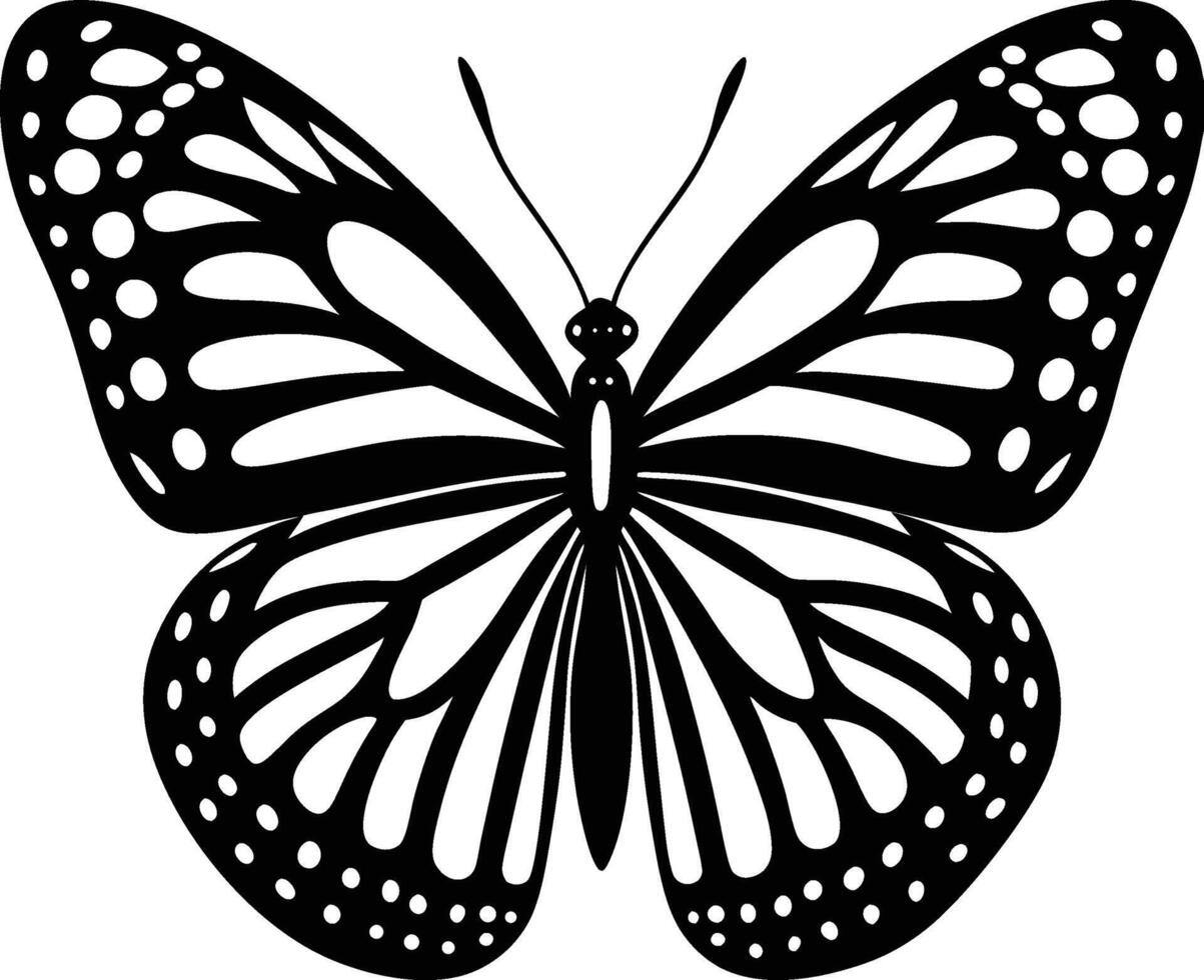 Black and White Monarch Butterfly Illustration Elegant Insect Line Art Design butterfly silhouette vector
