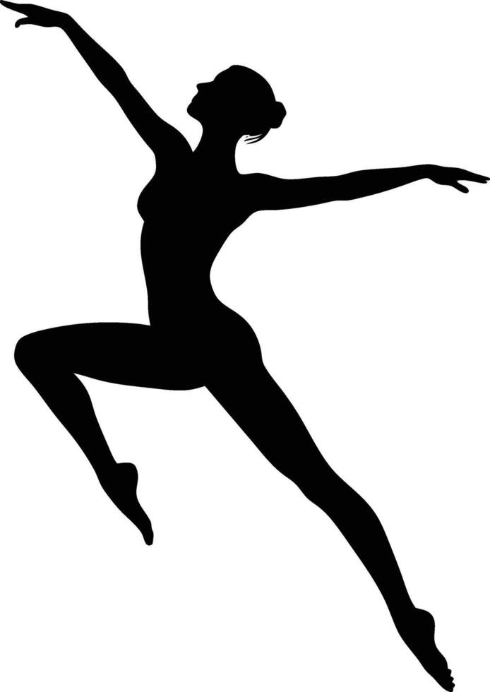 Elegant Female Ballet Dancer in Mid Leap Silhouette Graceful Performance Art Illustration vector