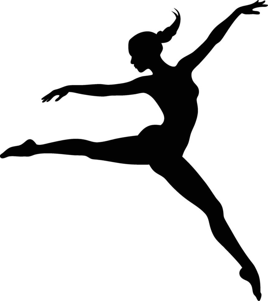 Graceful Ballet Dancer in Mid Leap Performing an Arabesque , Elegant Dance Silhouette Illustration vector