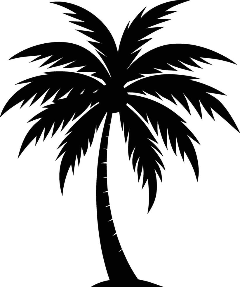 Elegant Black Silhouette of a Tropical Palm Tree, Exotic Nature Illustration. vector