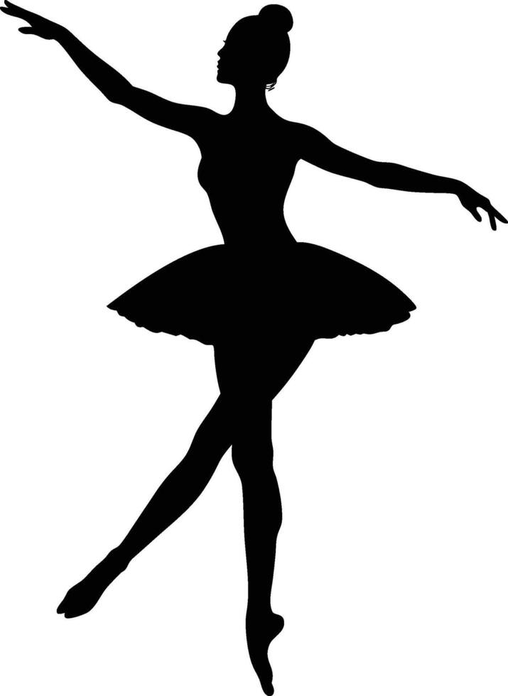 Graceful Ballerina Dancing in a Tutu Elegant Silhouette Art,new 2025 trendy Graceful Ballerina Dancing in a Tutu Elegant Dance Silhouette Art Illustration. vector