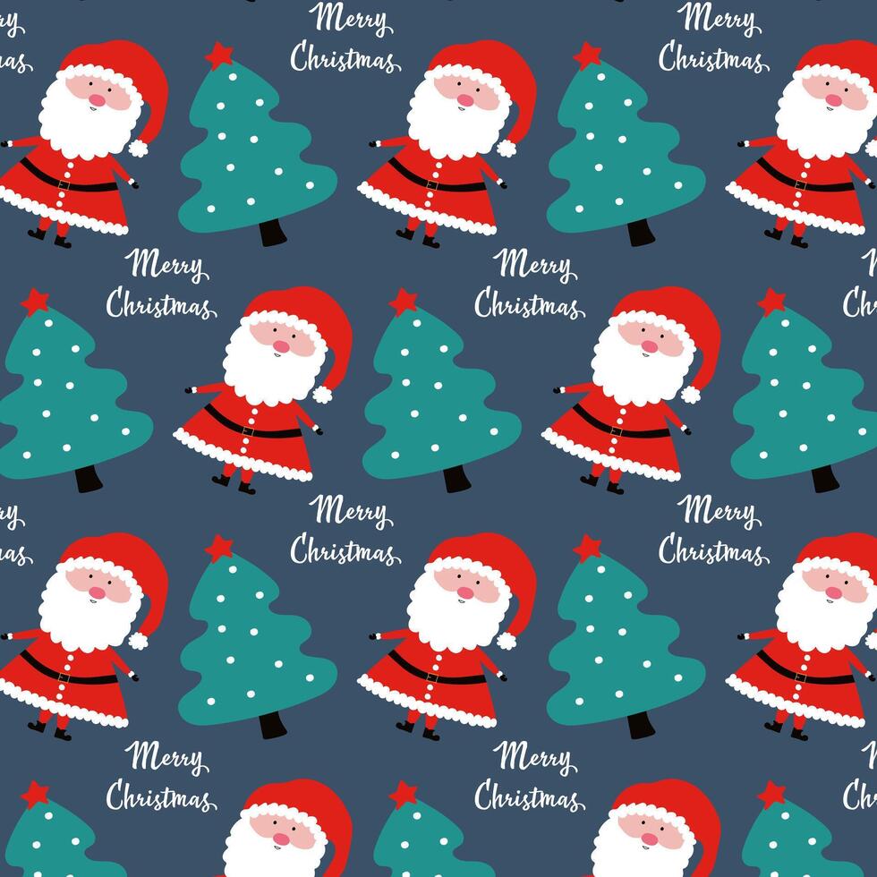 Christmas pattern with Santa and trees vector