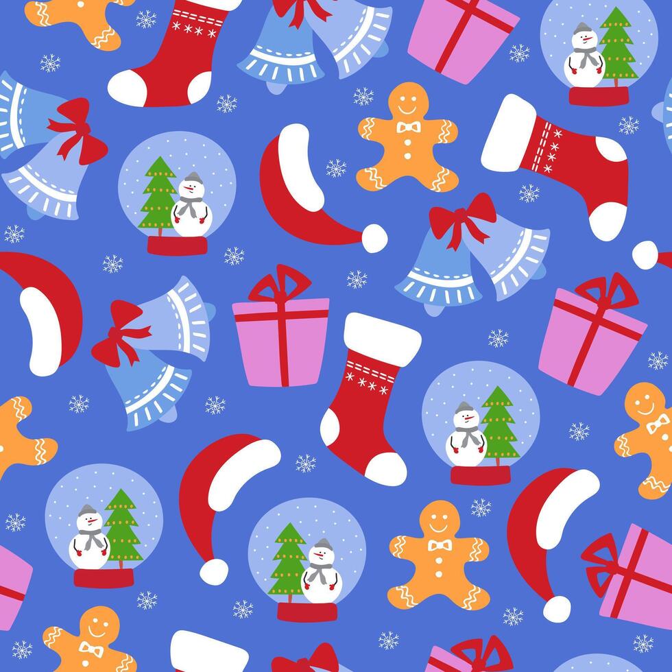 Colorful Christmas pattern with festive decorations vector