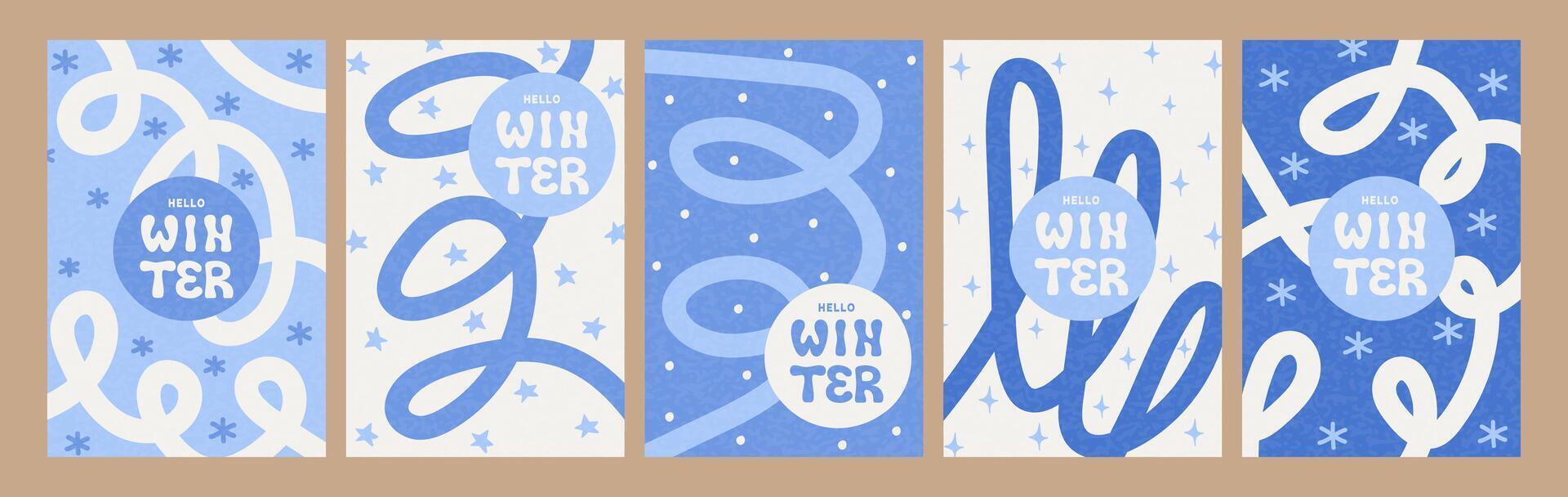 Winter-themed art prints in blue vector