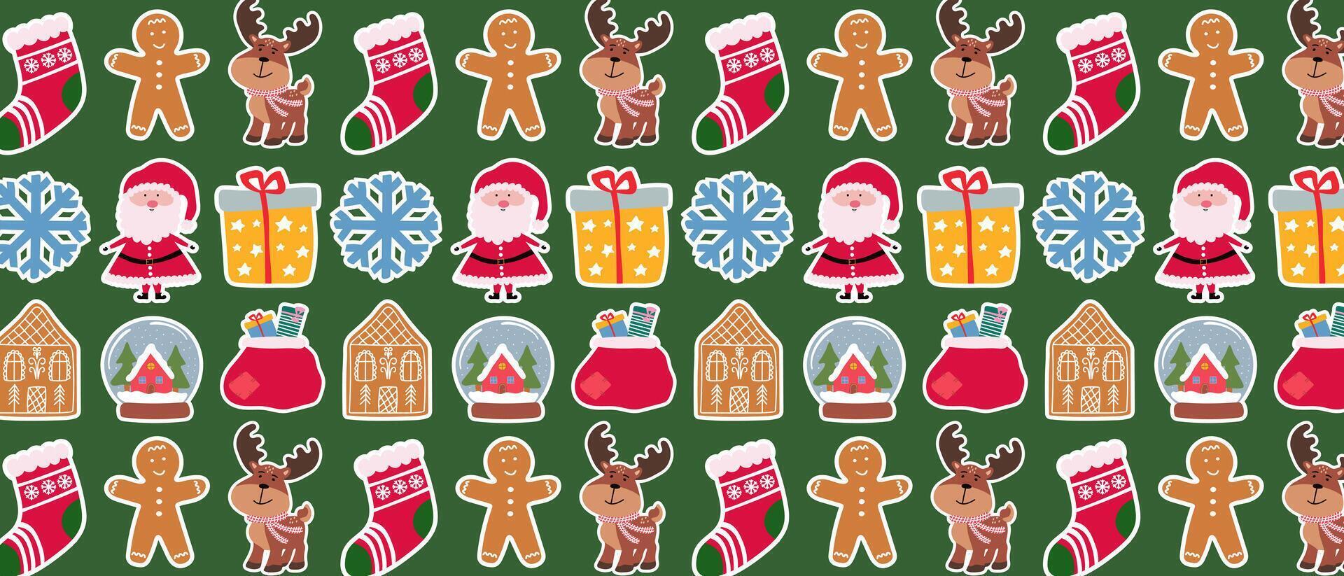 Christmas pattern with Santa Claus for winter holidays celebration and festive decor. vector