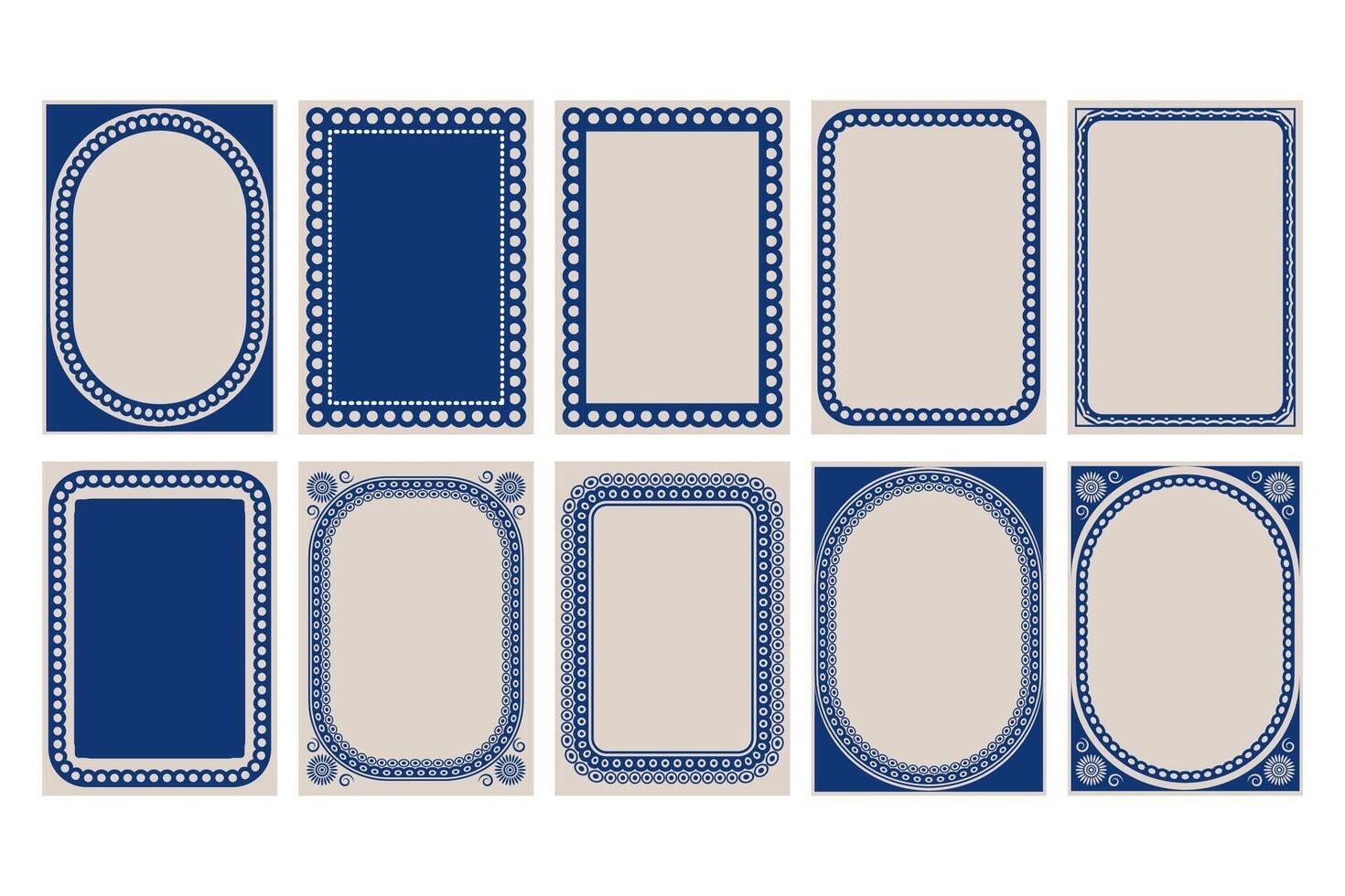 collection of vertical frame design with trendy blue color vector