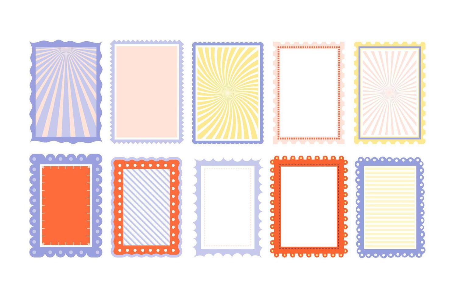 Trendy border collection with geometric patterns and curved shapes vector