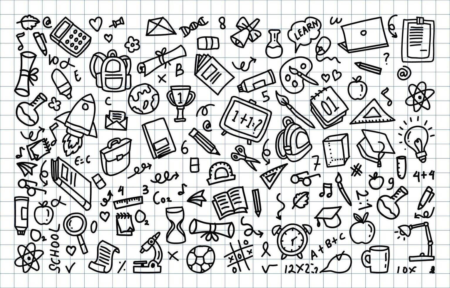 collection of hand drawn back to school doodle element vector