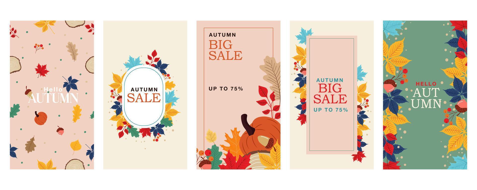 autumn sale vertical design collection vector