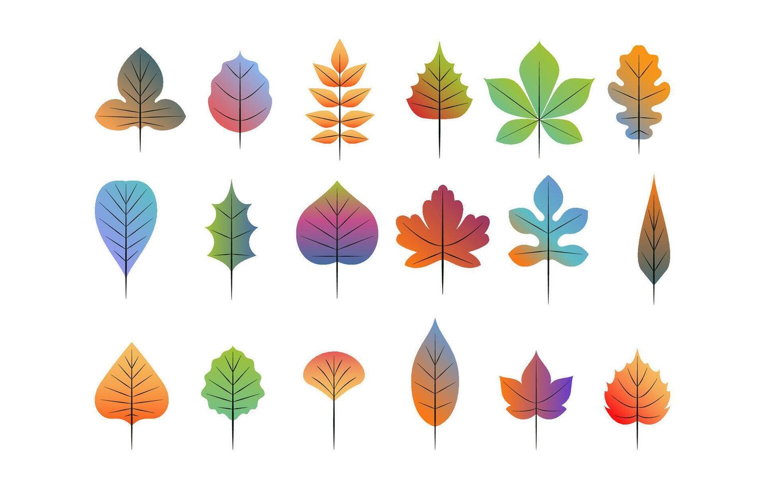 trendy geometrical autumn leaf collection with gradient color vector