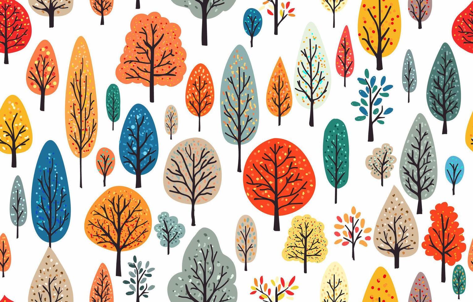 Colorful trees illustration vector