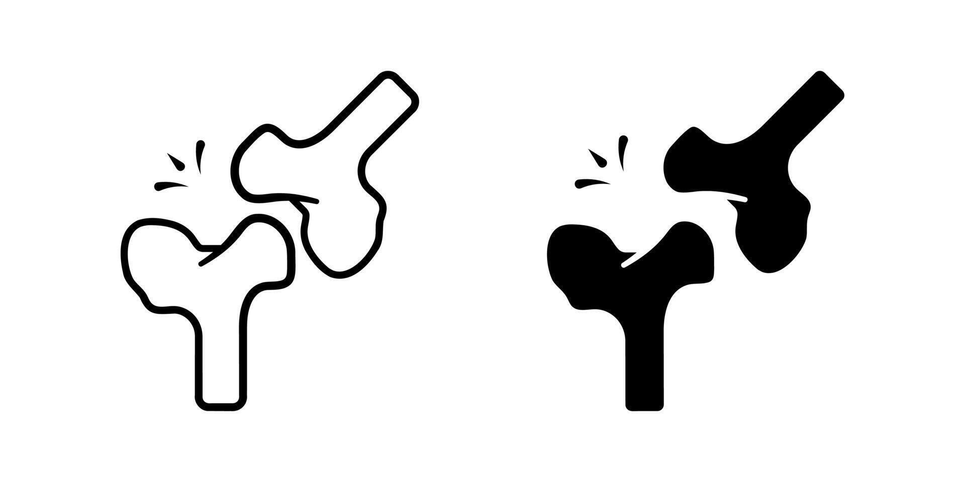 Bone icon set. Simple line art illustration of a broken bone. Medical themed, representing injury or fracture. vector