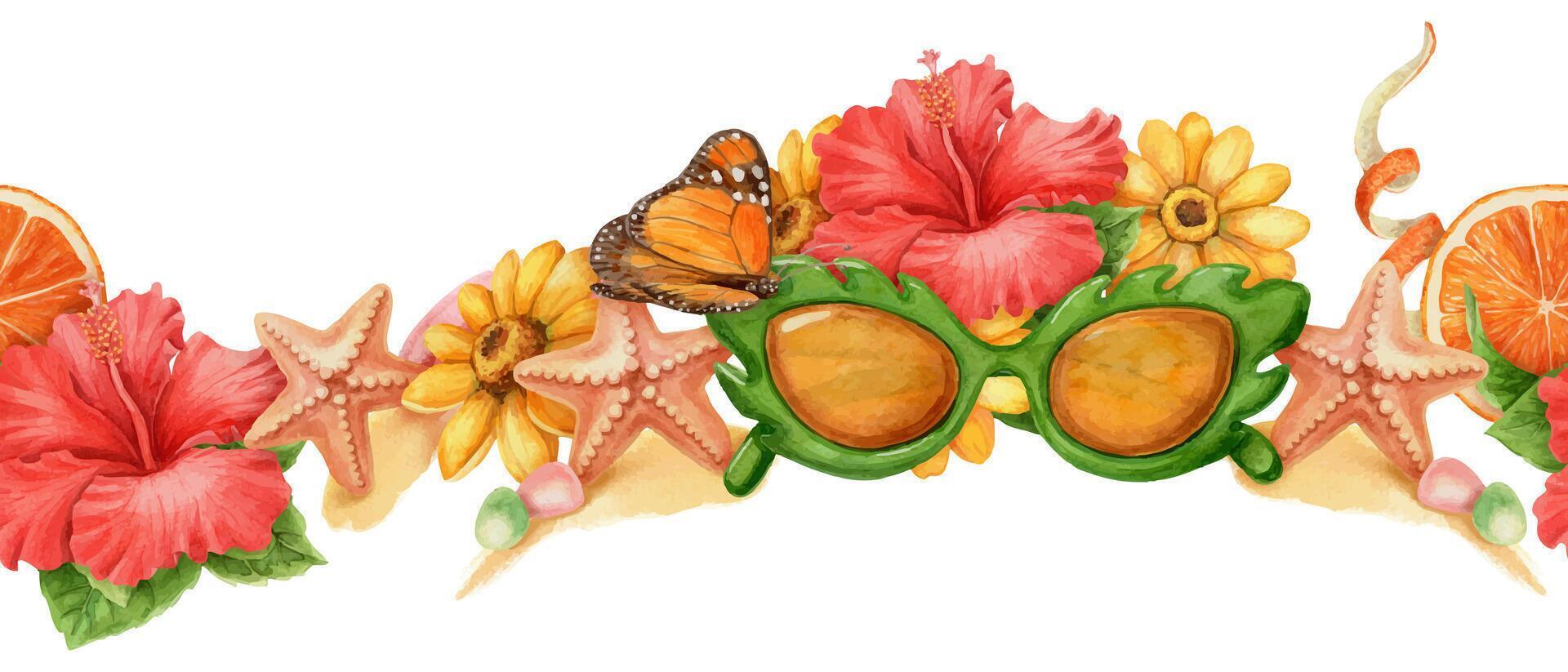 Colorful summer arrangement with sunglasses vector