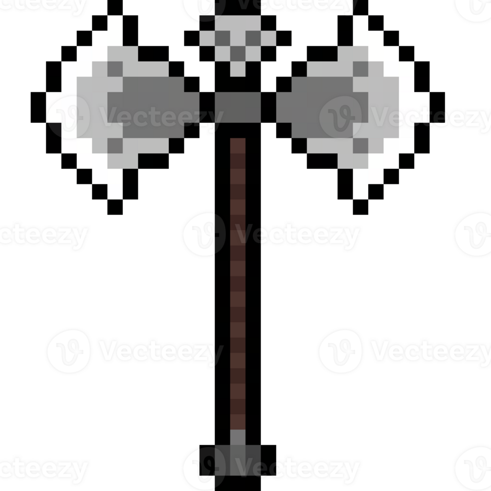 double-edged battle axe in pixel art png