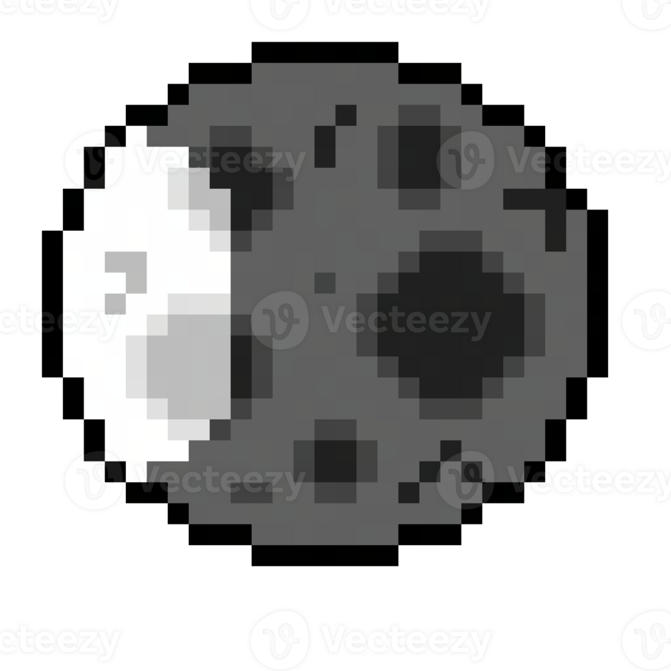 Pixel art of the moon in waning phase png