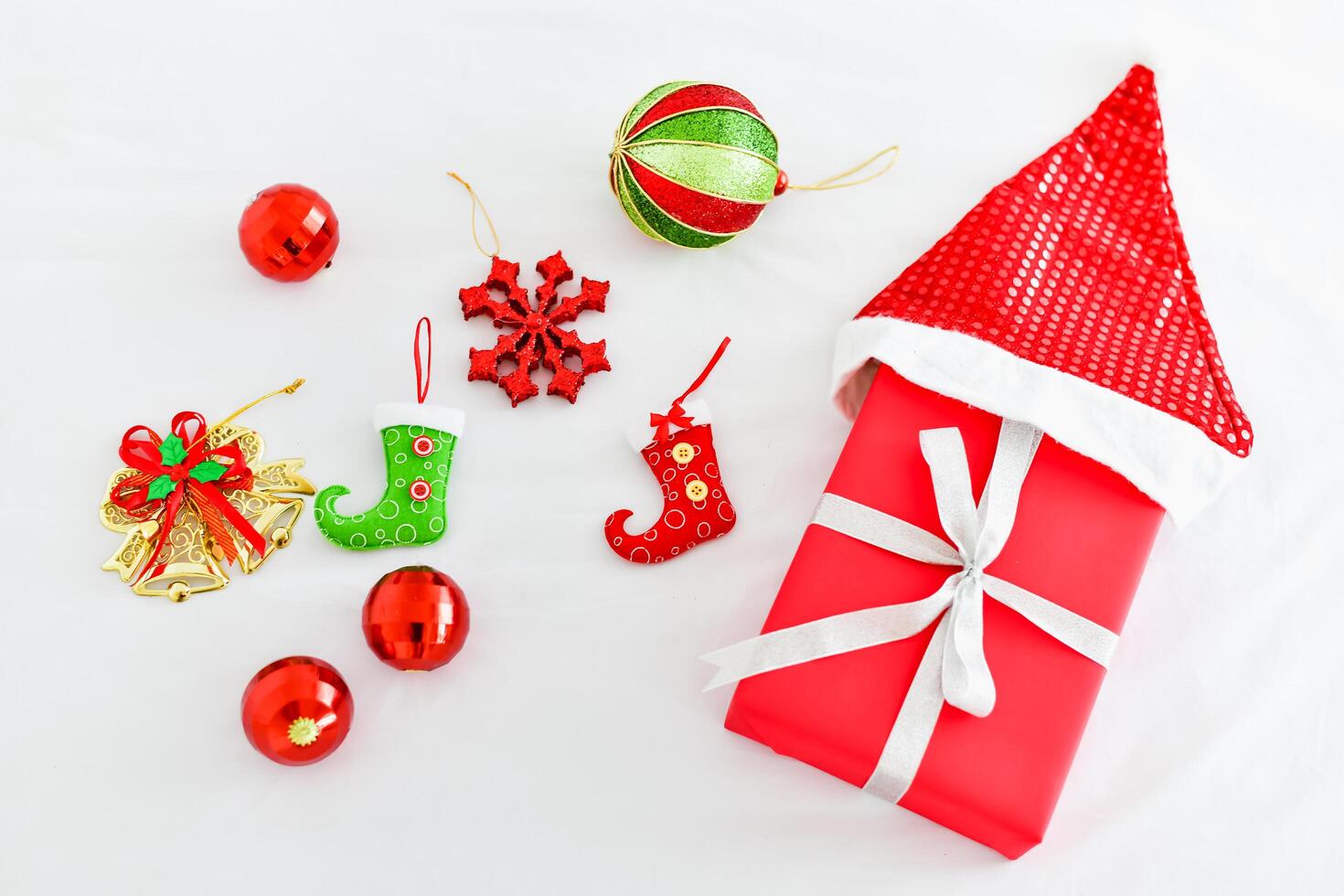 Christmas gifts on a white background photo