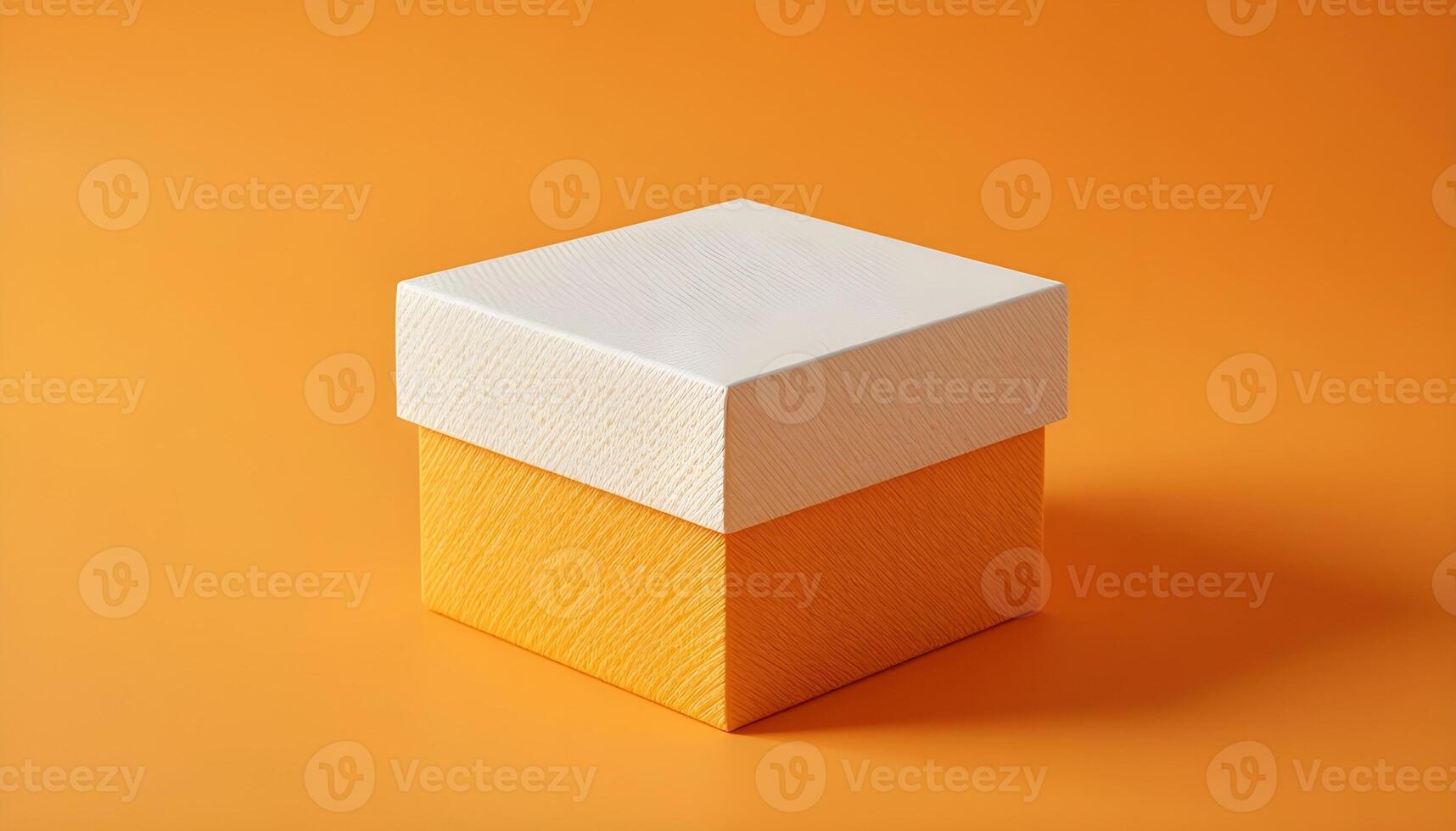 Minimal Gift Box on Orange Background photo