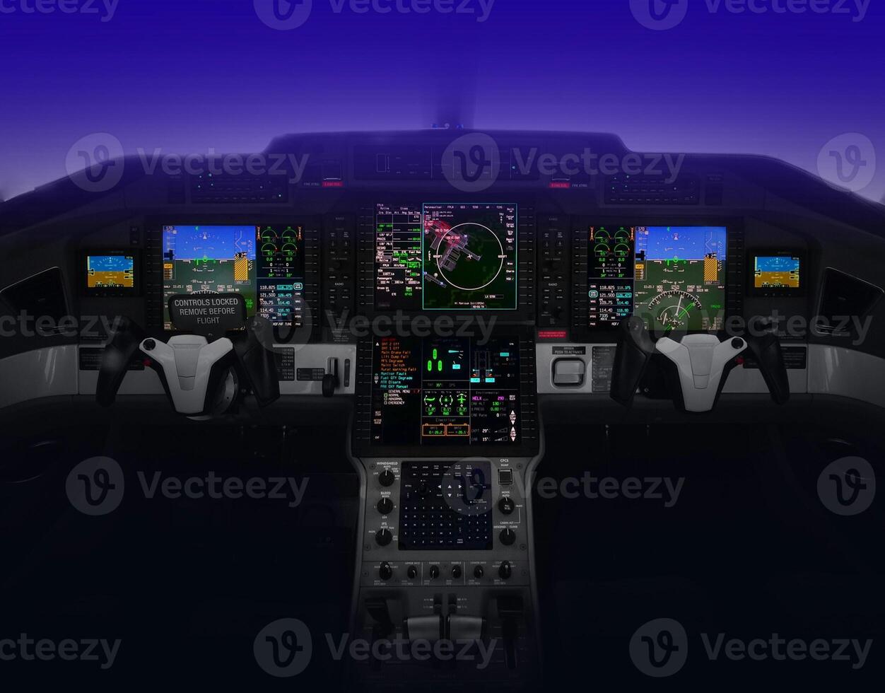 Airplane Cockpit at Night photo