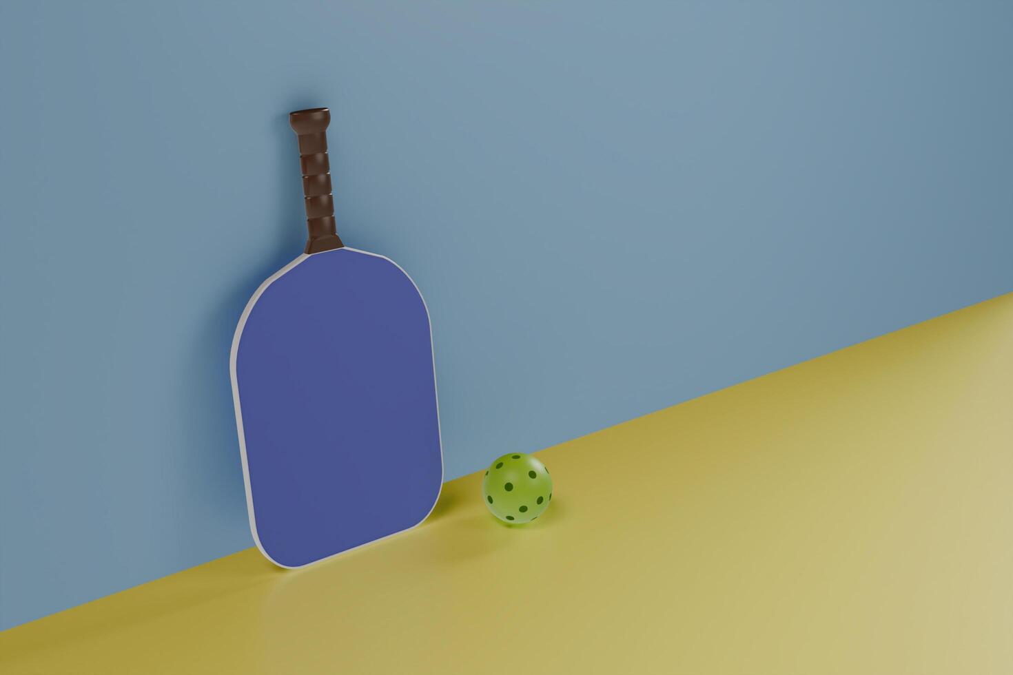 3d render of paddle and ball. illustration for pickleball photo
