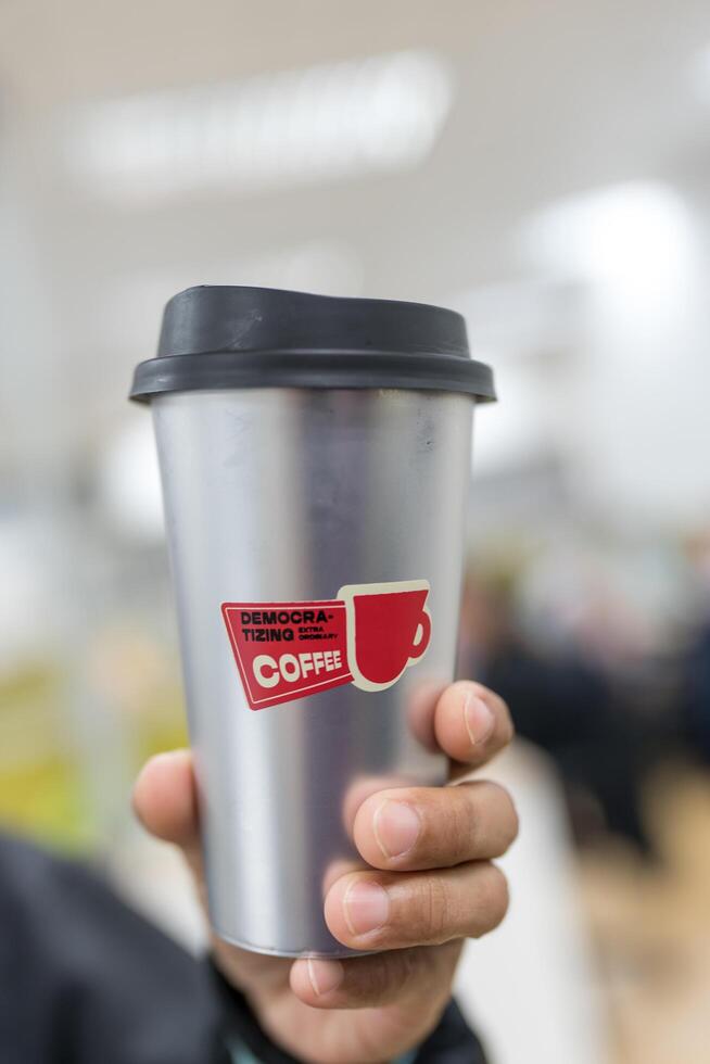 Bangkok, Thailand - July 8, 2025 A coffee cup from UNO coffee photo