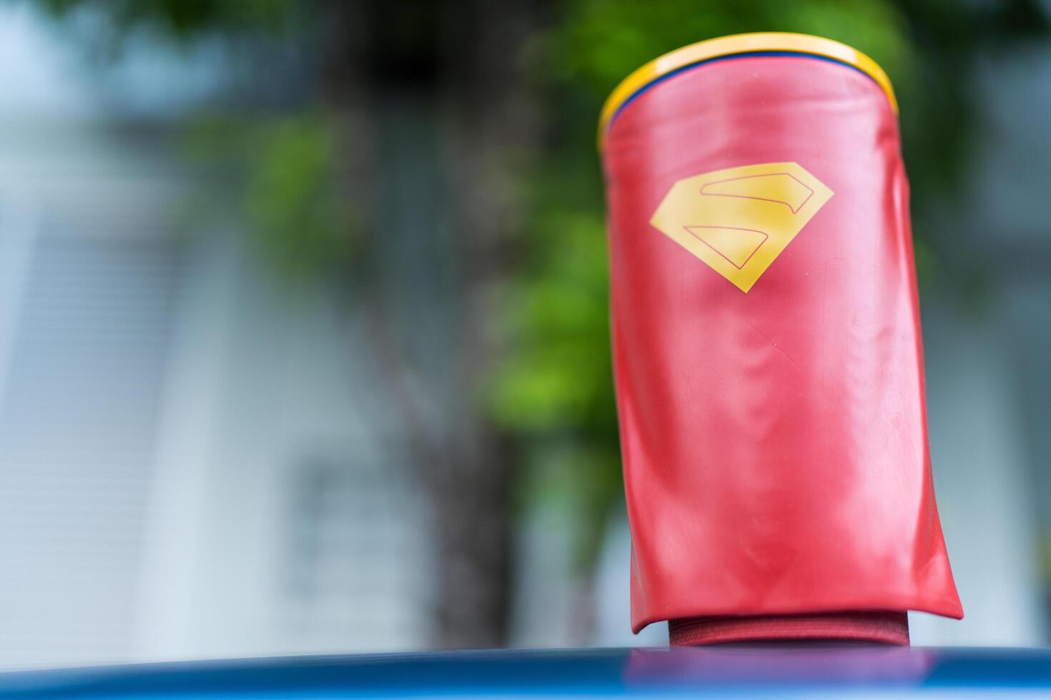 Bangkok, Thailand - July 8, 2025 A cup for ice drink with a Superman pattern, Major Cineplex. photo