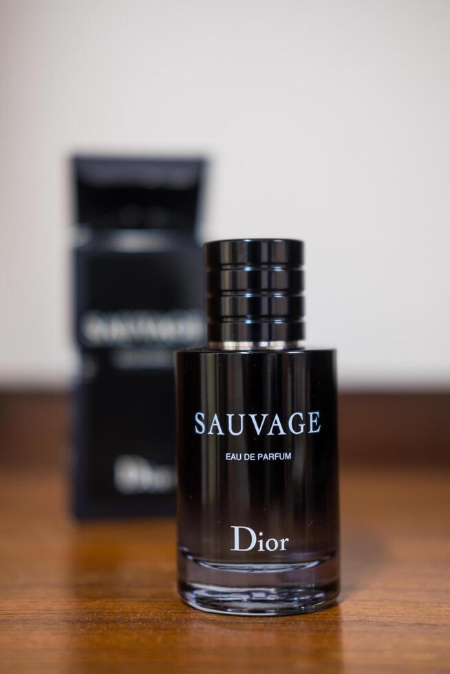 Bangkok, Thailand - July 6, 2025 Vertical shot of the Dior Sauvage perfume. photo