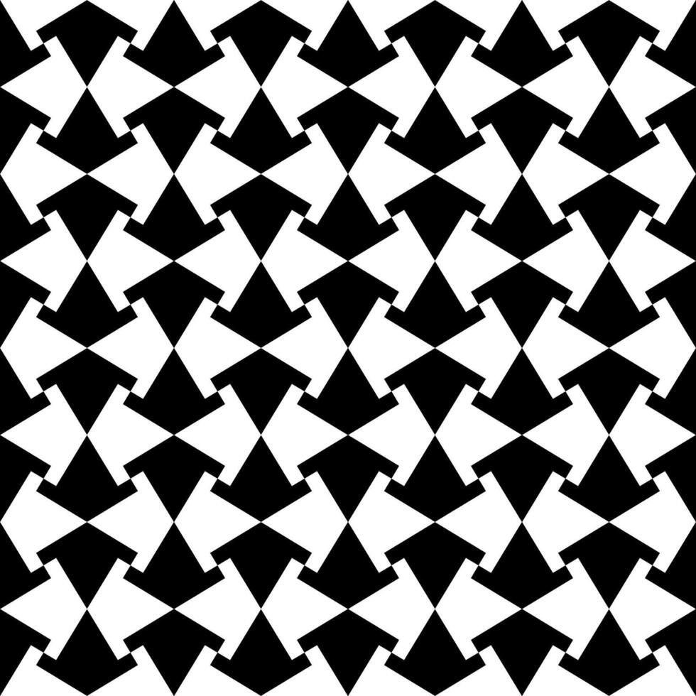 Seamless geometric pattern with interlocking arrow shapes in a modern, abstract design, suitable for backgrounds, textiles, and digital applications vector