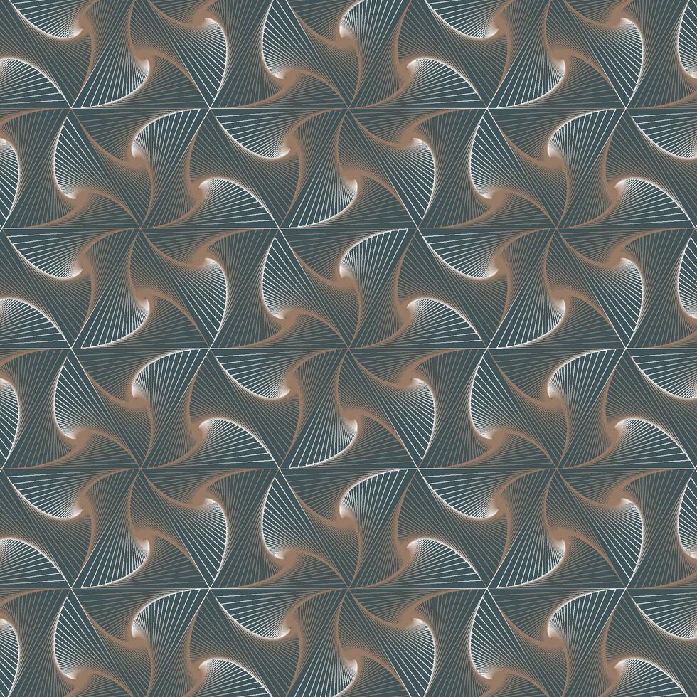 A seamless abstract geometric pattern featuring dynamic swirling lines that create a mesmerizing sense of motion and depth. Ideal for wallpapers, backgrounds, textiles. vector