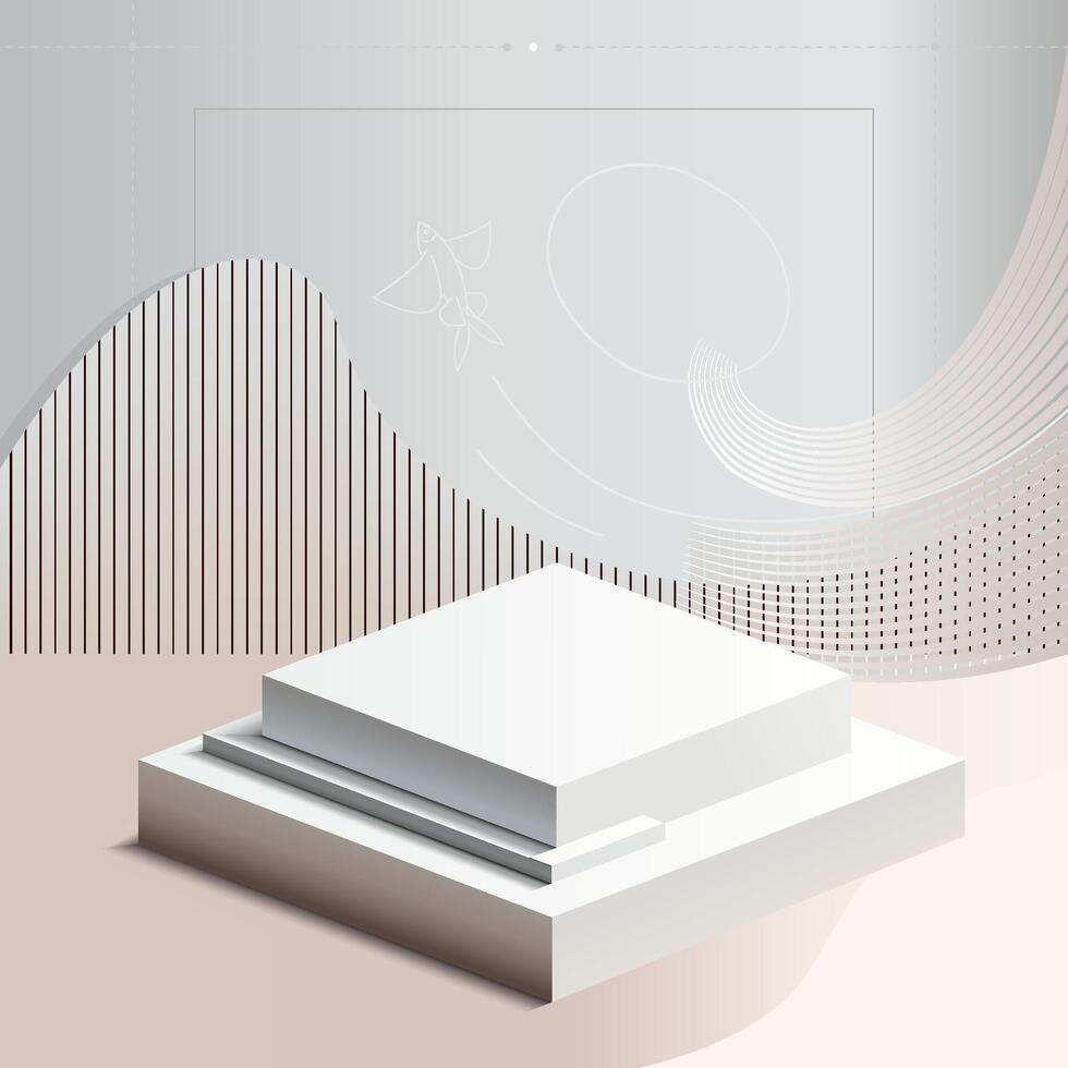 Abstract 3D podium with minimalist design and soft geometric patterns, ideal for product display, branding, or presentations vector