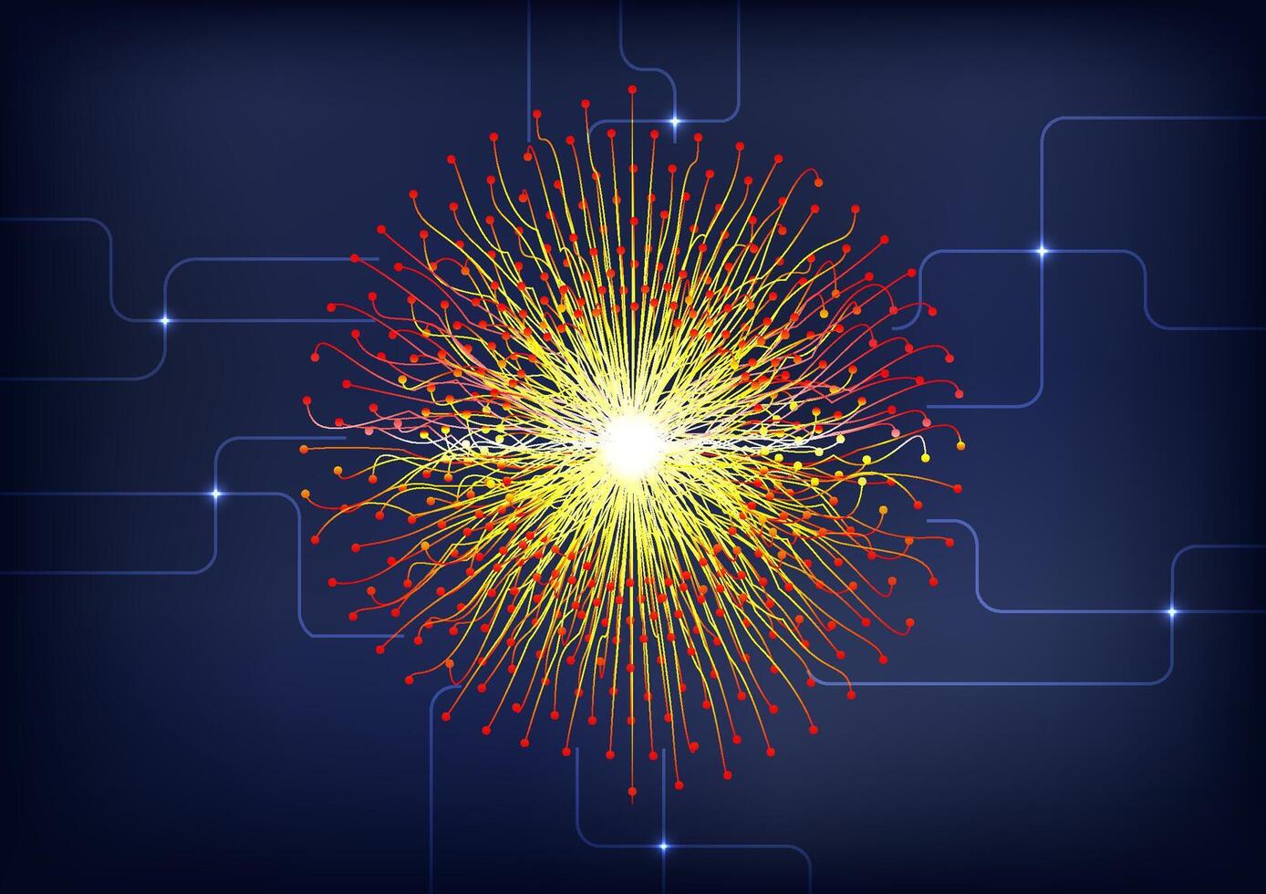 A unique and captivating illustration of big data visualization with a bright, radiant light emerging from the center. The design showcases a dynamic and visually striking representation of data, vector