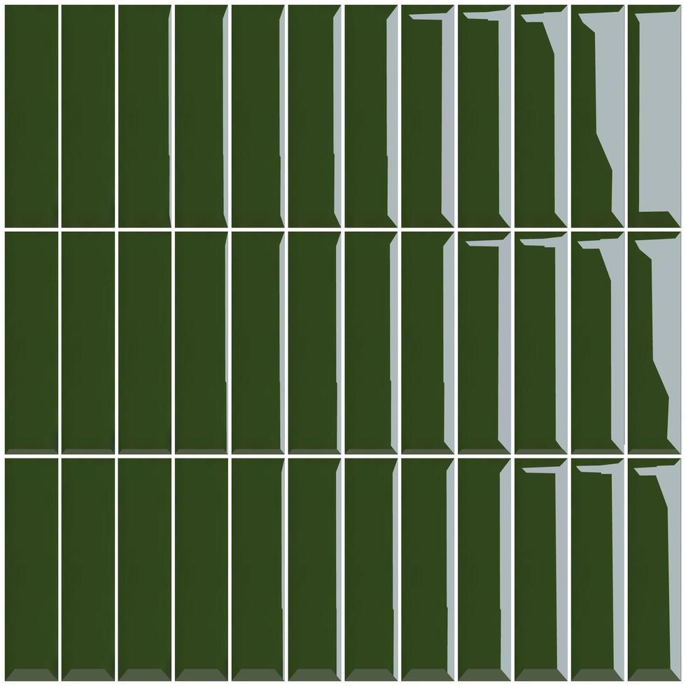 3D top view of glossy green ceramic tiles with reflections, ideal for interior design, construction, and material texture presentations. vector