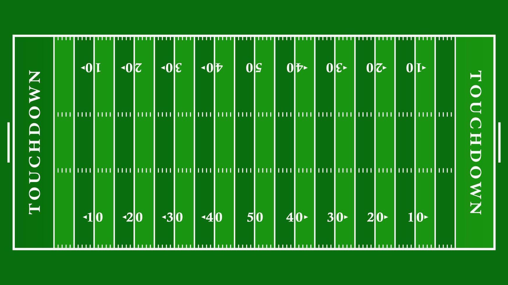 A detailed illustration of an American football field from a top-down perspective, featuring yard lines, end zones, and touchdown markings. Perfect for sports designs and strategy visuals vector