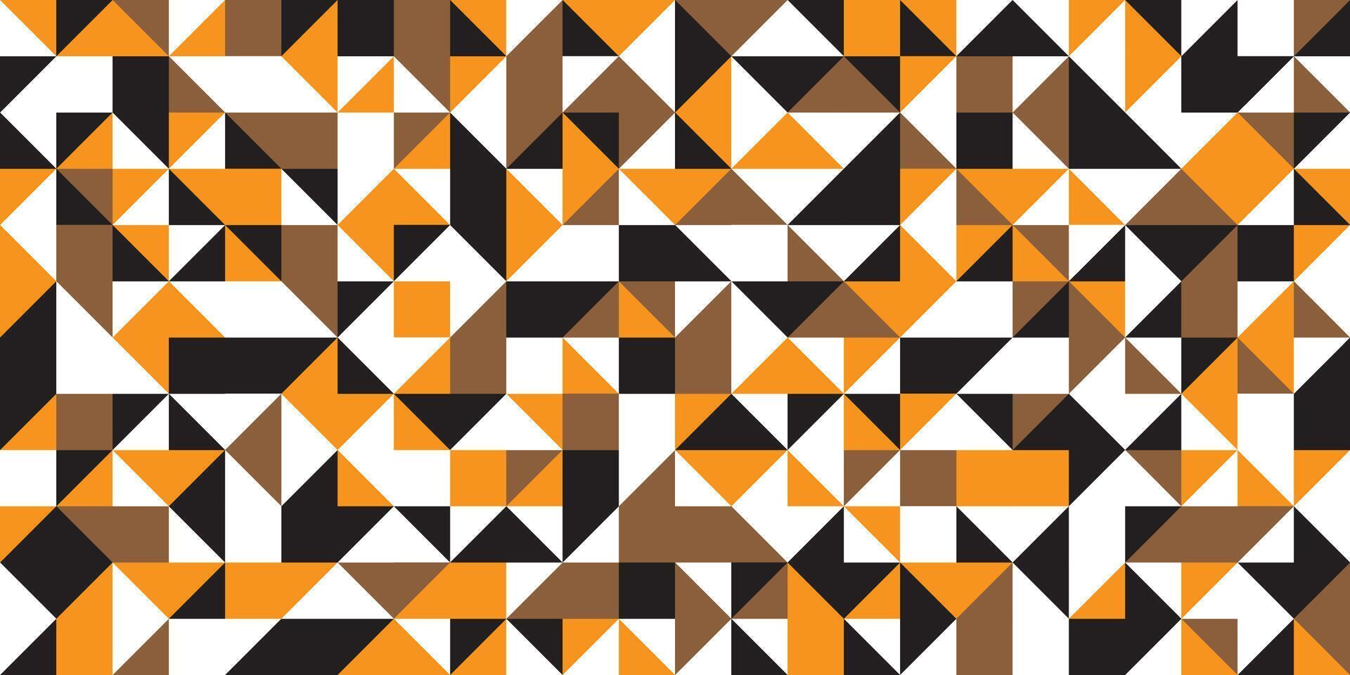 Vibrant abstract geometric pattern with triangles in orange, black, brown, and white. Modern and dynamic seamless background design. vector