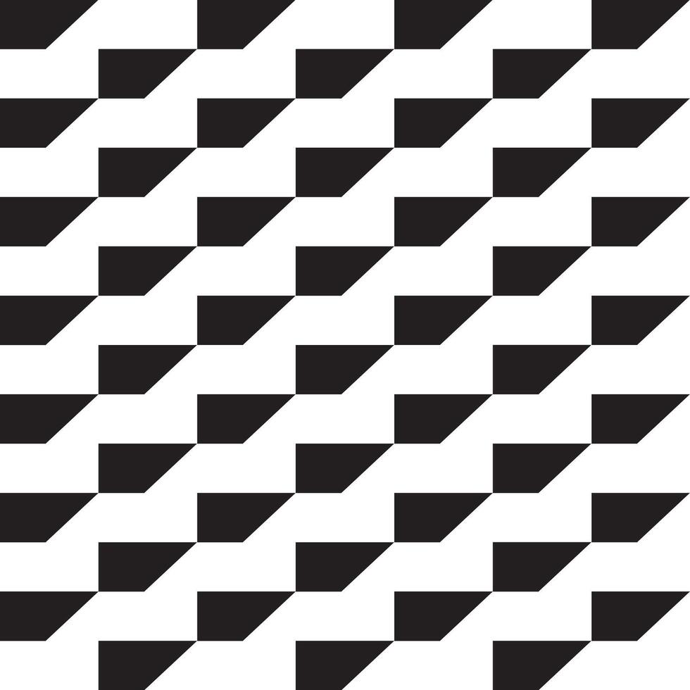 Minimalist diagonal tile pattern in black and white with repeating geometric shapes, ideal for backgrounds, prints, and textile design. vector