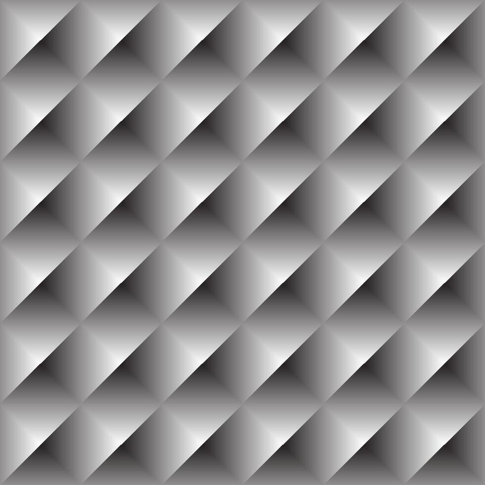 Seamless geometric pattern with metallic diamond tiles in a 3D gradient style, perfect for modern backgrounds and surfaces. vector