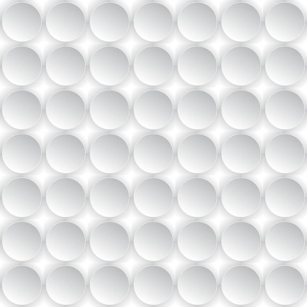 Seamless 3D circle pattern with soft shadows on a white background, ideal for modern design, wallpaper, and abstract backgrounds. vector