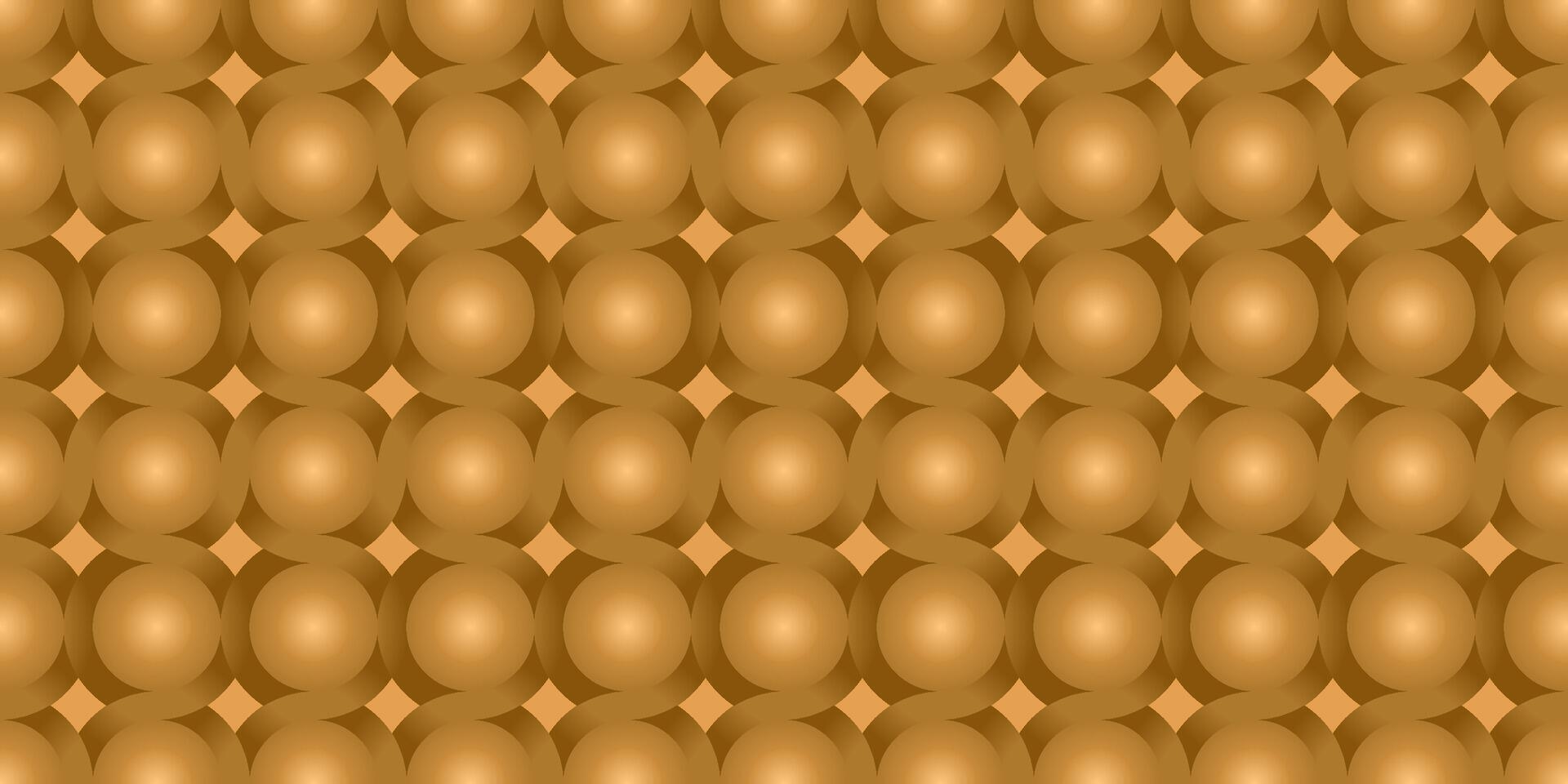 Seamless geometric pattern with circular golden shapes in a retro style. Ideal for backgrounds, wallpapers, packaging, and fabric design projects. vector