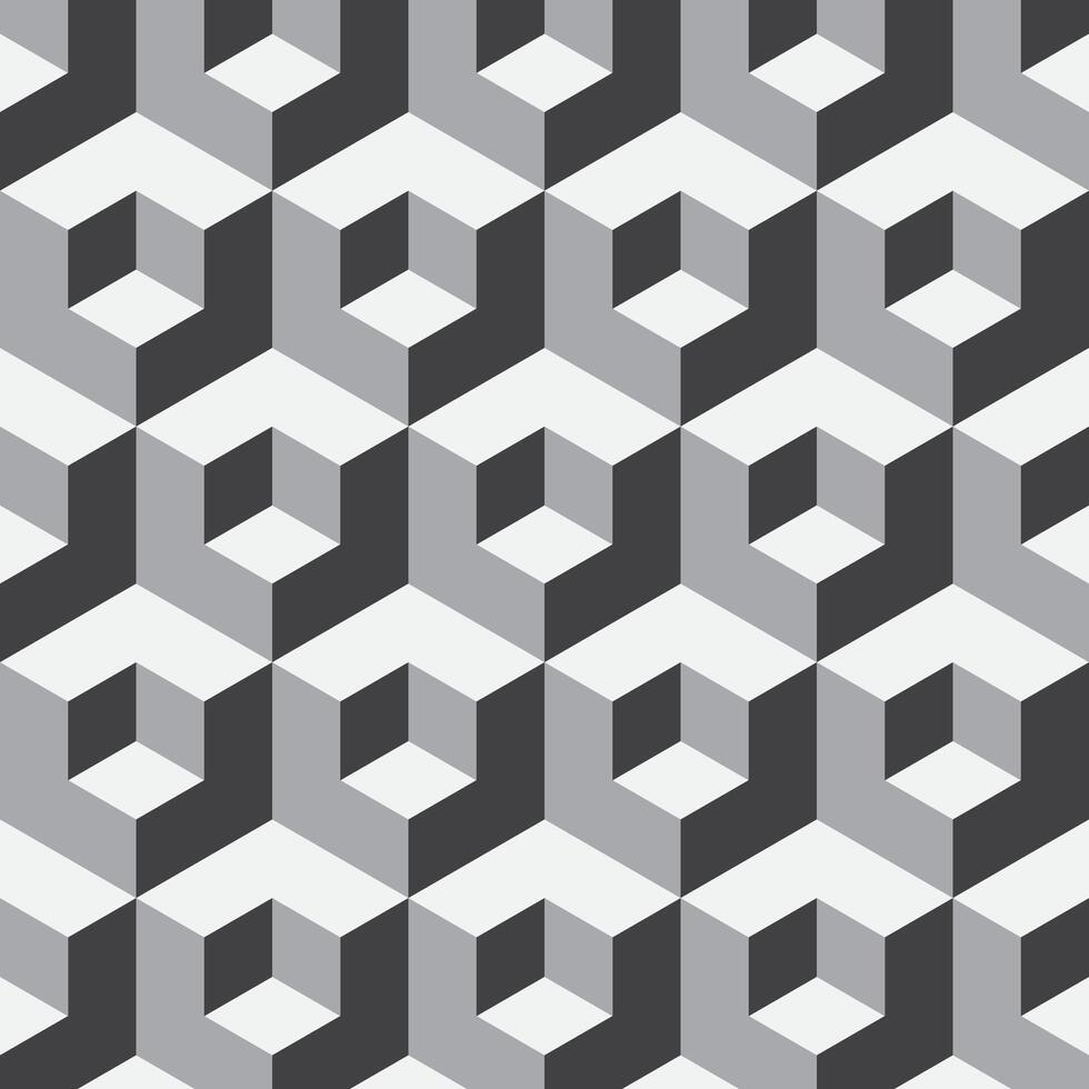 Abstract isometric pattern with hexagonal cube shapes in a modern seamless layout. Great for backgrounds, wallpapers, and surface design. vector