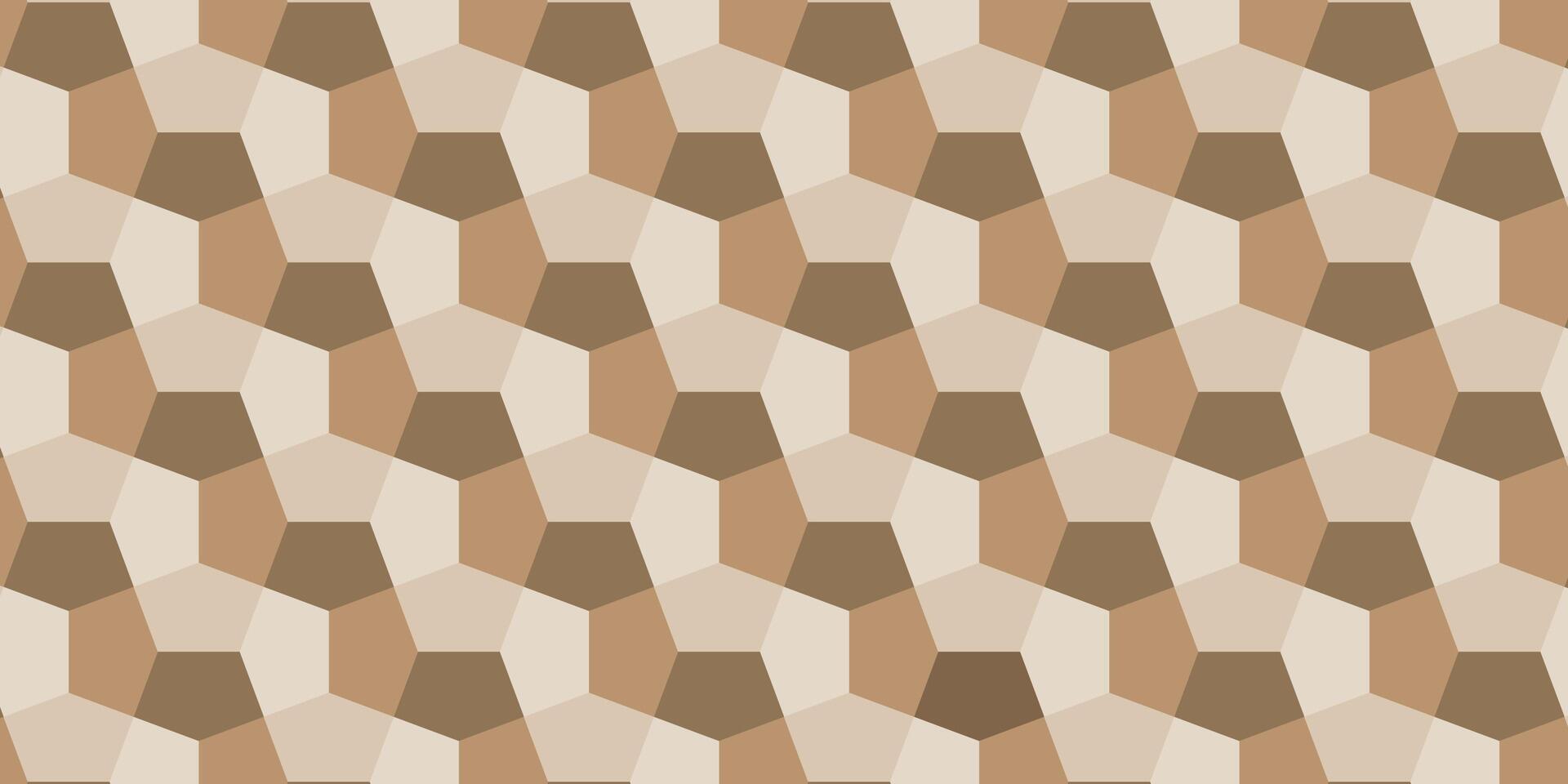 Seamless geometric cube pattern in earthy tones, creating a 3D optical illusion effect vector