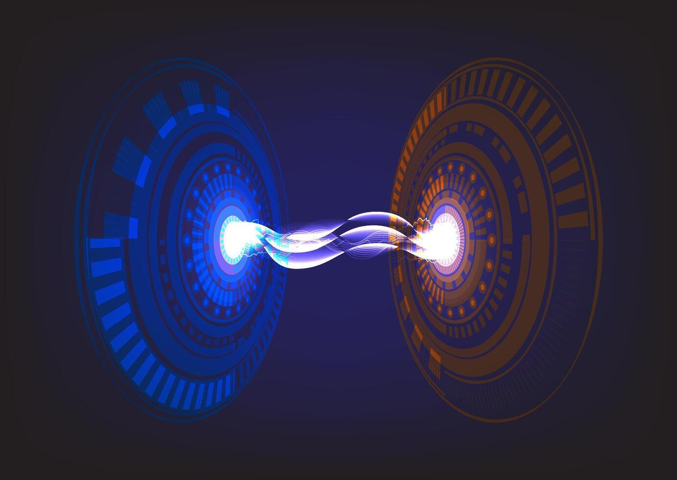 Energy flow between circular designs vector