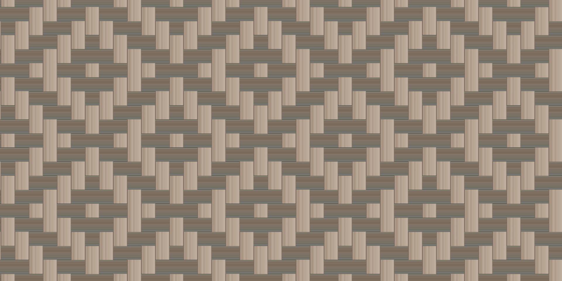 Checker-style bamboo weave pattern with earthy brown and beige tones. Ideal for natural texture backgrounds, furniture design, and eco-themed decorative projects. vector
