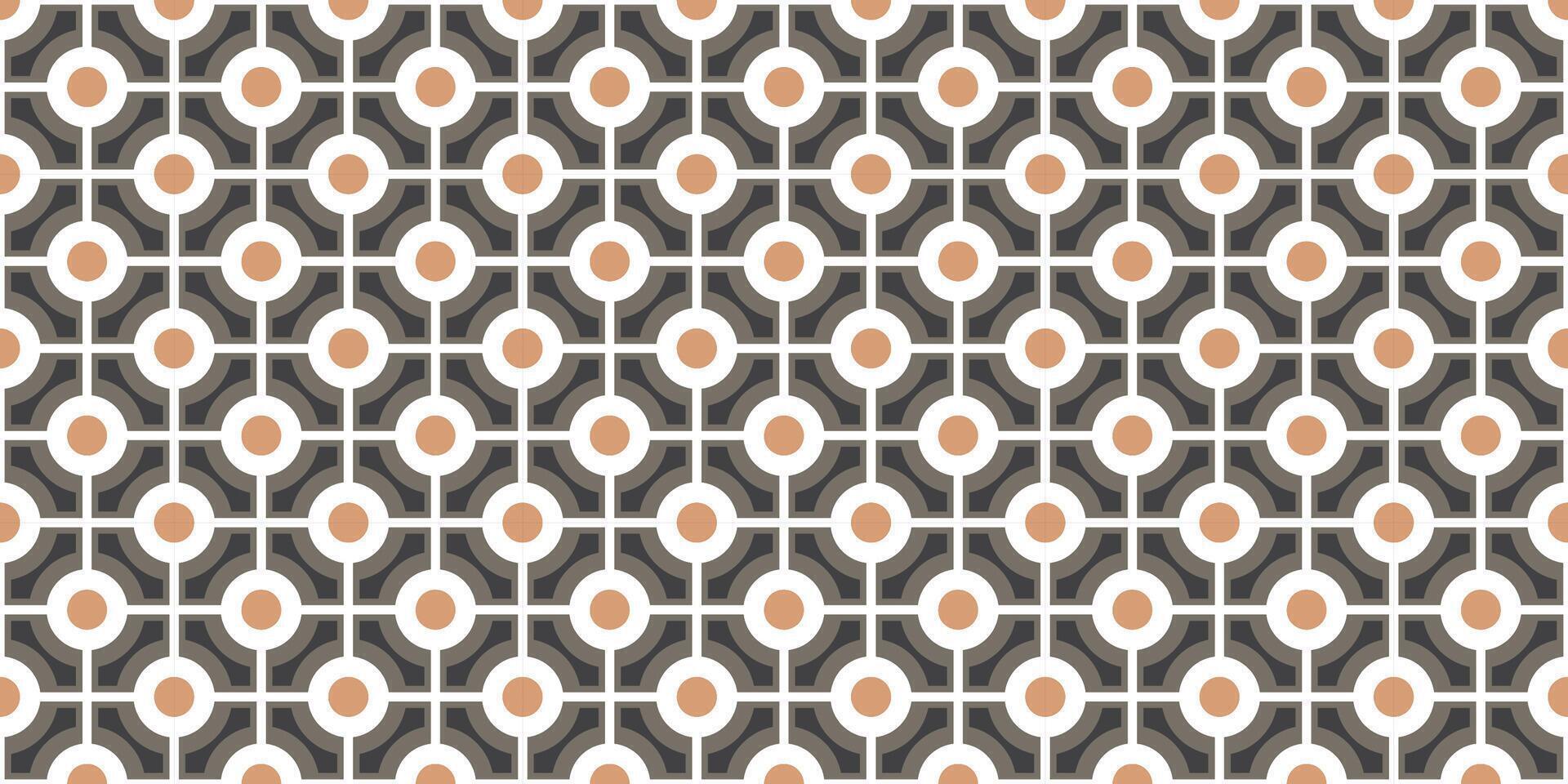 Seamless vintage geometric tile pattern in brown, white, and gray. Retro decorative background perfect for wallpaper, flooring, and textile design. vector