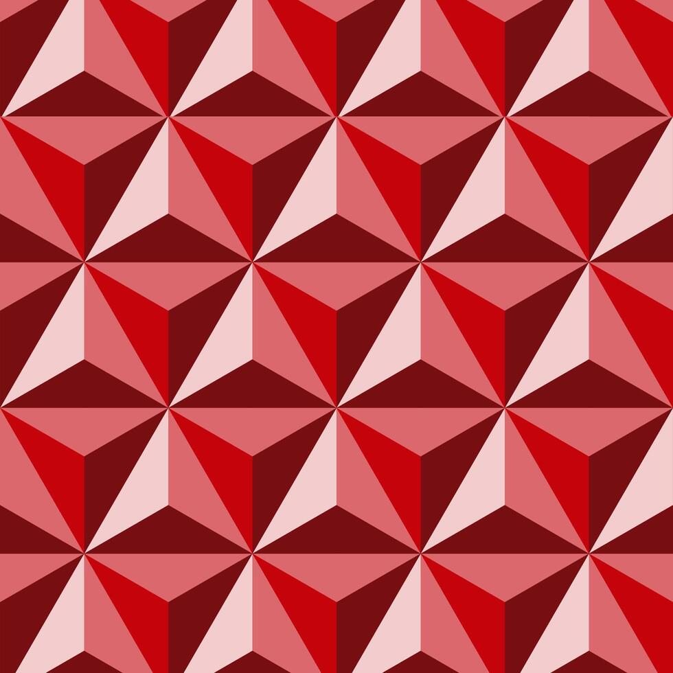 Seamless geometric triangle tile pattern with 3D illusion, perfect for backgrounds, wallpapers, textiles, and surface design projects. vector