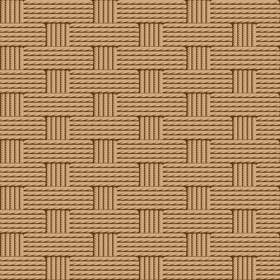 Seamless woven basket texture in natural brown tones, ideal for backgrounds, packaging, and textile design with a realistic, handcrafted look. vector