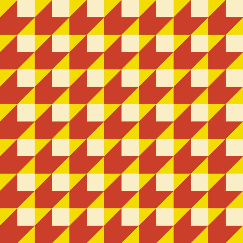 Bold red and yellow geometric triangle pattern with repeating design, ideal for backgrounds, wallpapers, or textiles. vector