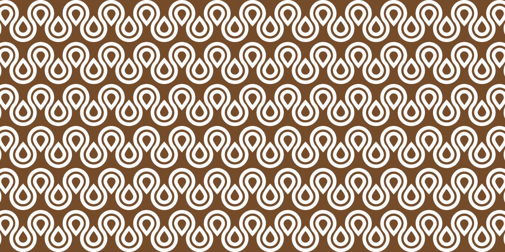 Seamless vintage-style teardrop loop pattern in brown tones, perfect for retro interiors, textiles, wallpapers, and graphic design projects. vector