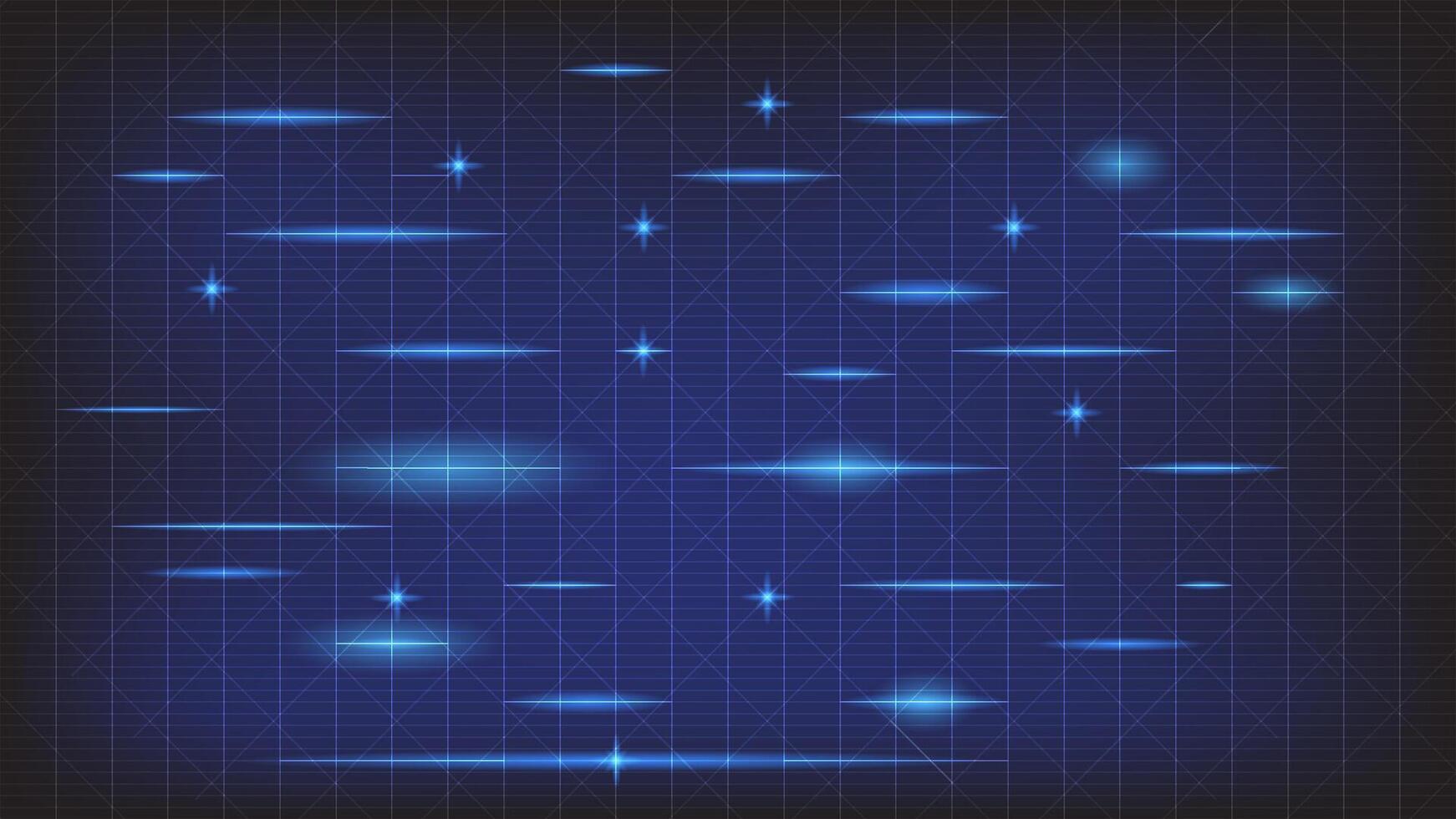 Abstract glowing blue grid with motion light effects on dark background. Ideal for technology, sci-fi, or digital interface design. vector