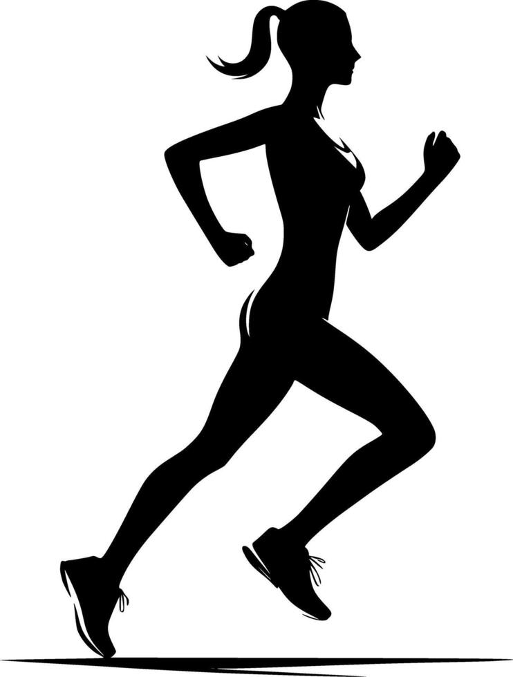 A silhouette of a woman running vector