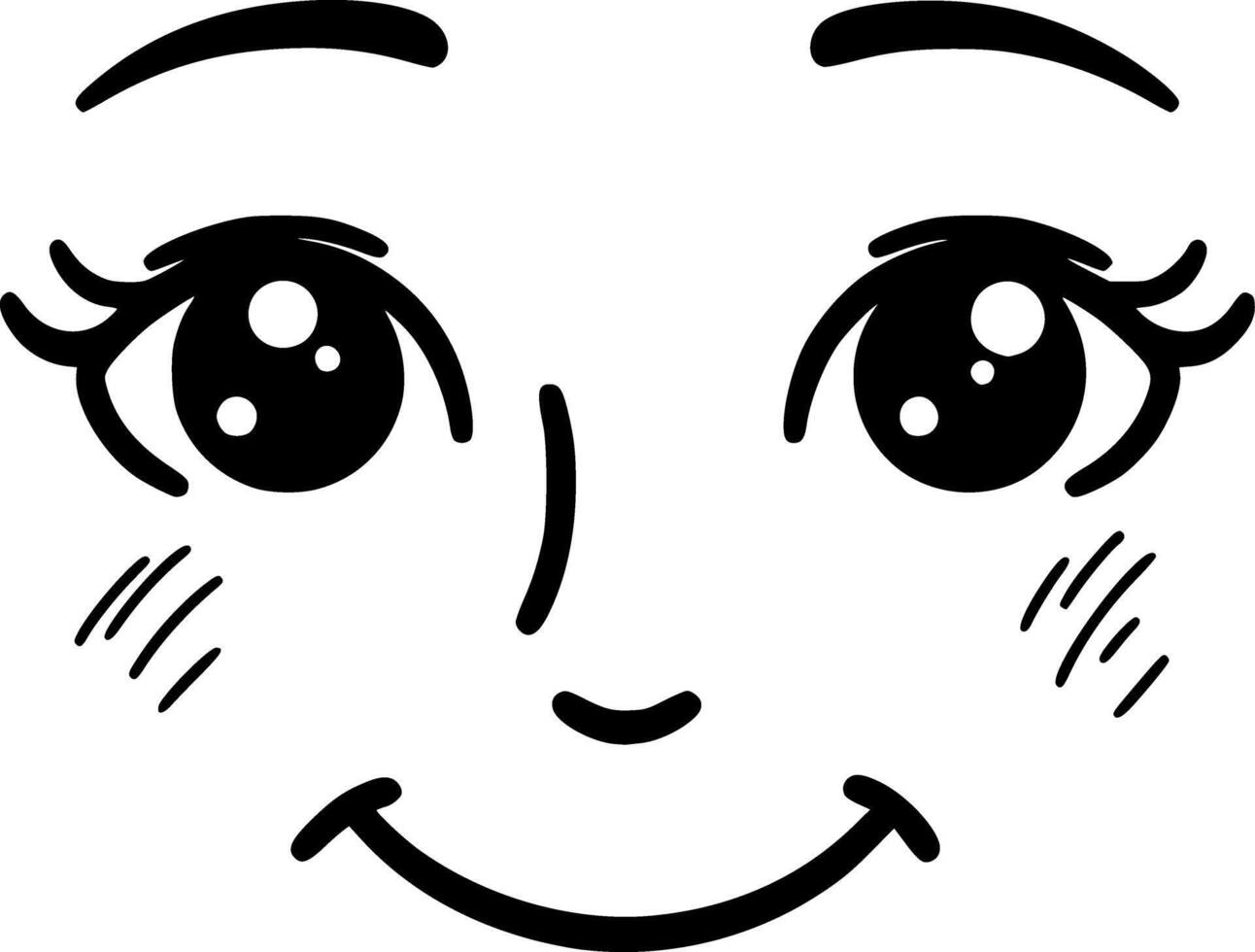 A cartoon face with big eyes and a smile vector
