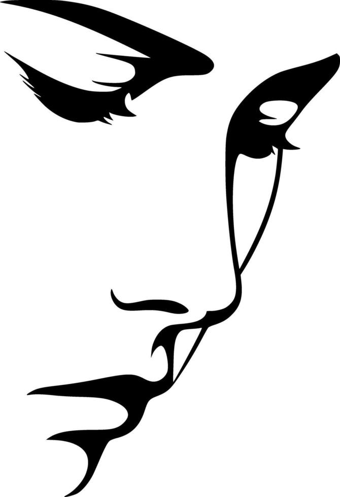 A woman's face with a black and white outline vector